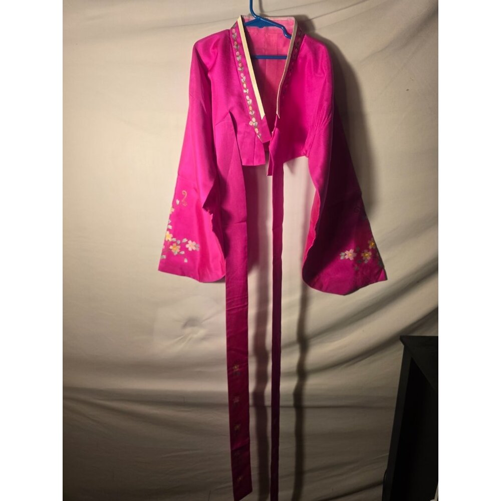 Indian Women’s Bright Pink Jacket Tie Waist Ceremony Wedding Floral  Medium M